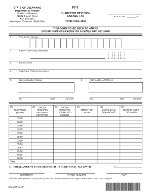 Delaware License Tax Revision Form