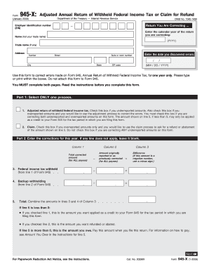 Form 945-X: Adjusted Annual Return of Withheld Federal Income Tax