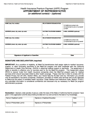 California HIPP Program Appointment of Representative