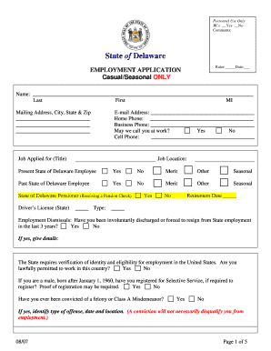 State of Delaware Employment Application