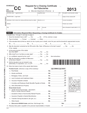 Wisconsin Closing Certificate Request