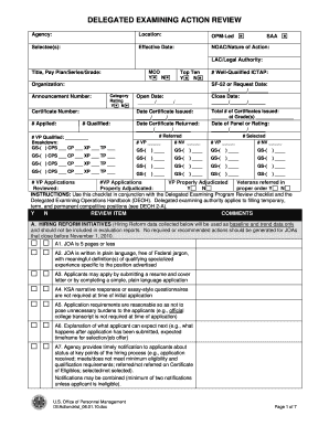 Delegated Examining Action Review Checklist