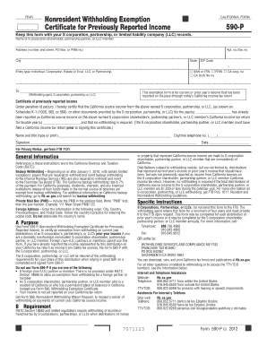 California Nonresident Withholding Exemption Certificate
