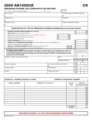 Arkansas Income Tax Composite Return Form AR1000CR