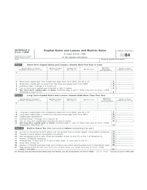 Schedule D (Form 1120S) Capital Gains and Losses