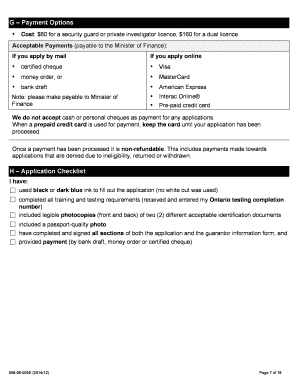 Security Guard and Private Investigator Licence Application