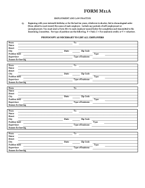 Form M11A Employment and Law Practice