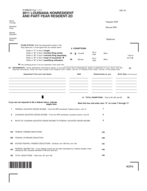 Louisiana Nonresident and Part-Year Resident Tax Form IT-540B-2D