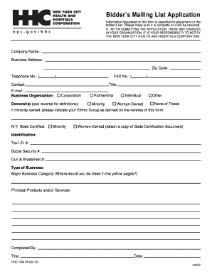 Bidder’s Mailing List Application