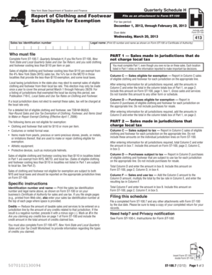 New York Quarterly Schedule H