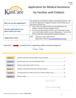 Kansas Medical Assistance Application for Families with Children