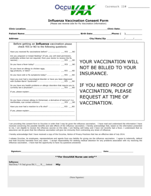 Influenza Vaccination Consent Form