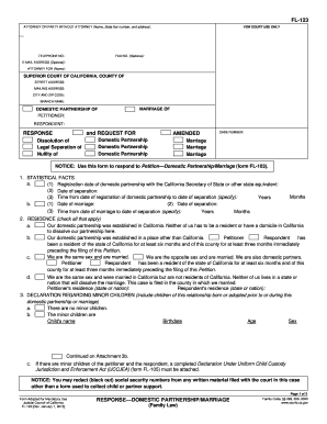 Response to Domestic Partnership or Marriage Petition