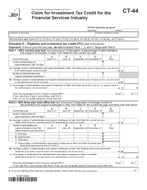 New York State Investment Tax Credit Form CT-44