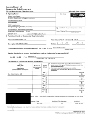 FPPC Form 802 Ceremonial Role Events
