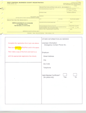 California Pest Control Business County Registration