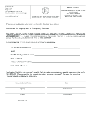 Kentucky Emergency Services Records Request