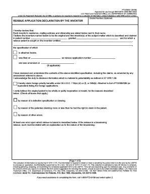 Reissue Application Declaration by the Inventor