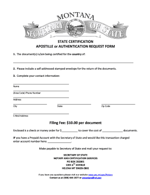 State Certification Apostille Request Form