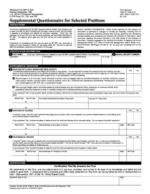 Supplemental Questionnaire for Public Trust Positions