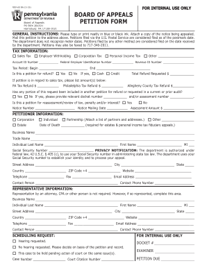 Pennsylvania Board of Appeals Petition Form