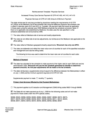 Wisconsin Physician Services Reimbursement Template