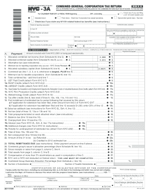 New York City Combined General Corporation Tax Return 2011