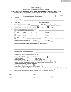 Worker's Compensation Information Sheet