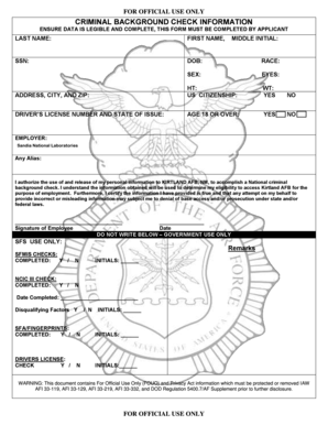 Criminal Background Check Form