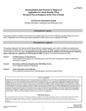 Civil Service Retirement System Death Benefits Application