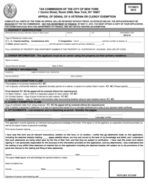 Appeal of Denial of a Veteran or Clergy Exemption