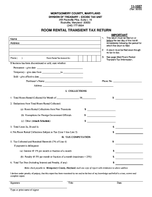 Montgomery County Room Rental Transient Tax Return