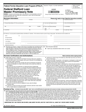 Federal Stafford Loan Master Promissory Note