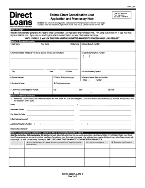 Federal Direct Consolidation Loan Application and Promissory Note