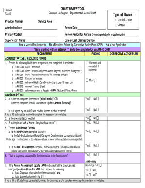 County of Los Angeles Mental Health Chart Review Tool
