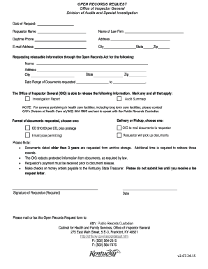 Kentucky Open Records Request Form