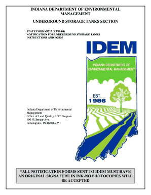 Indiana Underground Storage Tank Notification Form