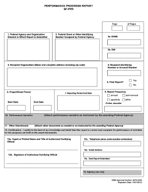 Performance Progress Report (PPR) Form