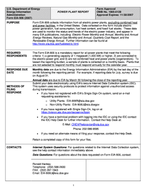 Power Plant Report Form EIA-906