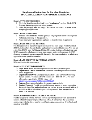 SF424 Application for Federal Assistance
