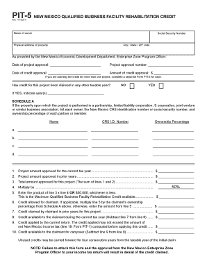 New Mexico Qualified Business Facility Rehabilitation Credit Form