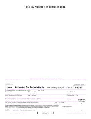 California Form 540-ES 2007 Estimated Tax Voucher