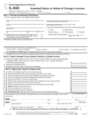 Illinois Amended Return or Notice of Change in Income