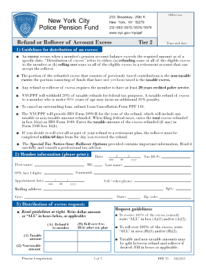 NYC Police Pension Fund Refund or Rollover Form