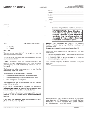 California Notice of Action for Cash Aid and CalFresh Benefits