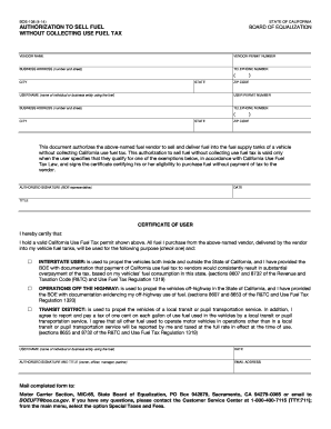 California Fuel Tax Exemption Authorization