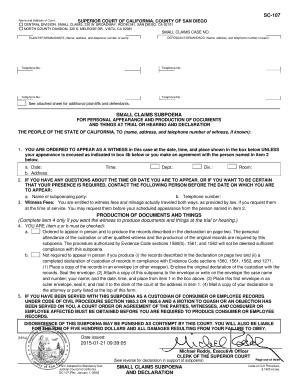 California Small Claims Subpoena