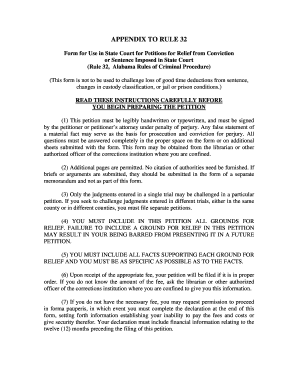 Alabama Petition for Relief from Conviction or Sentence