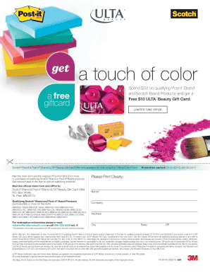 Post-it and Scotch Brand ULTA Beauty Gift Card Offer