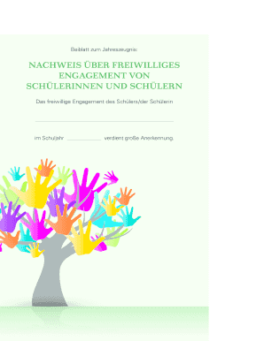 Nachweis über freiwilliges Engagement von Schülerinnen und Schülern